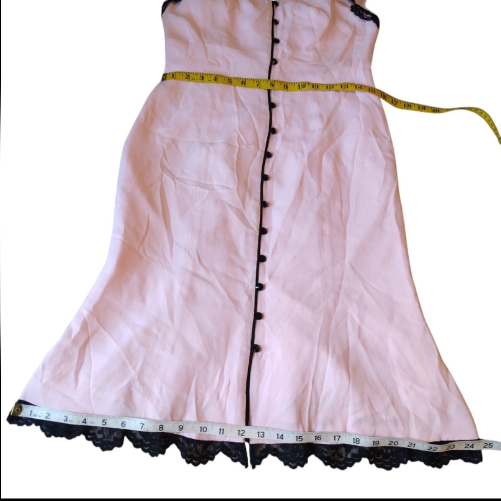 Vantage 90s Y2K Silk Lace Mesh Pink and Black Feminine Dress SZ 6 - Picture 10 of 10